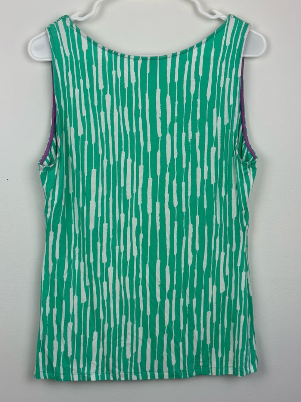Boden Mint Green & White Striped V-Neck Tank sz 12 Twee Cottagecore soft stretch - Picture 6 of 9